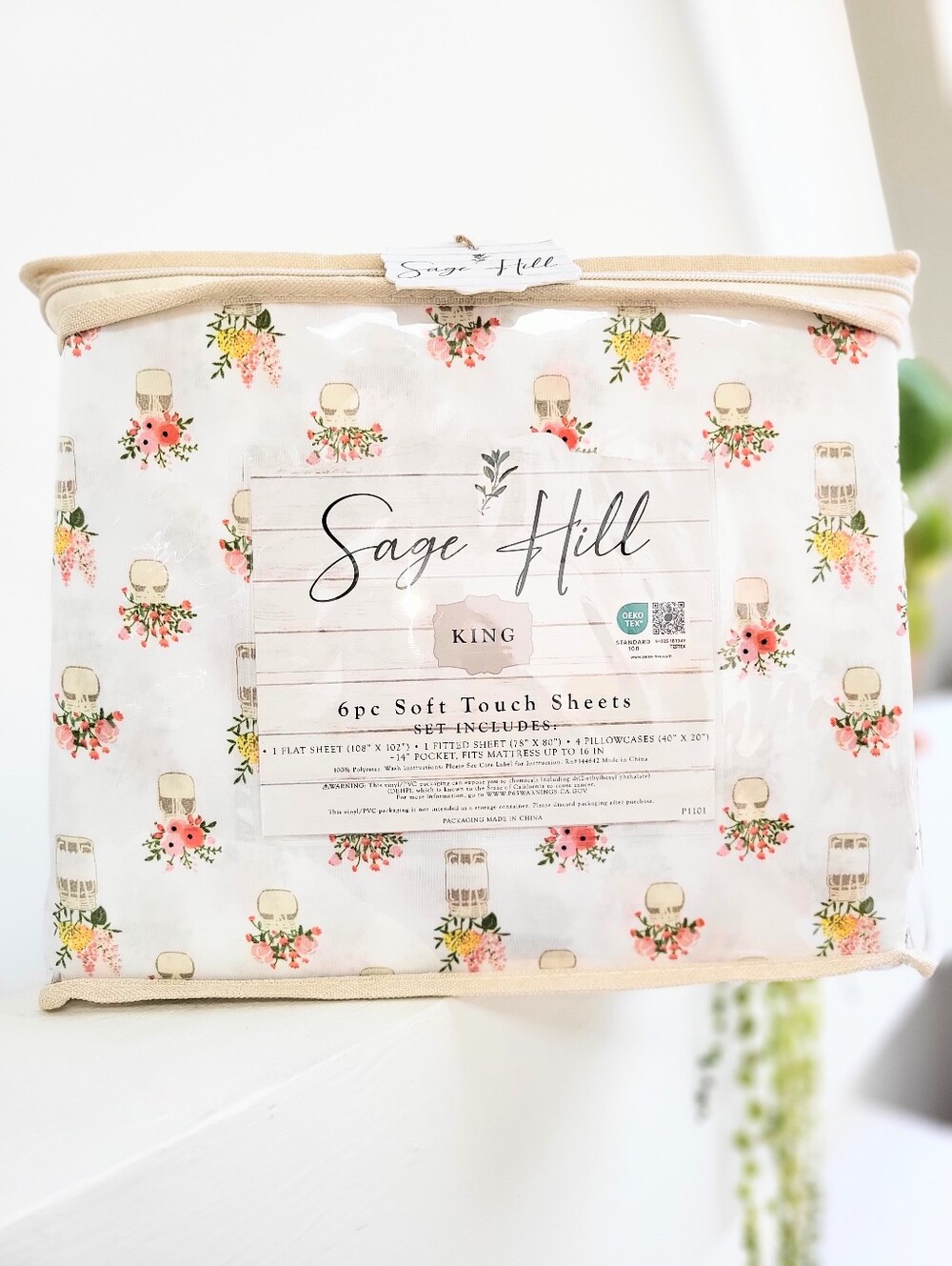 KING Sheet Set Country Cottage Farmhouse Vintage Core Sage Hill 6 Piece Set